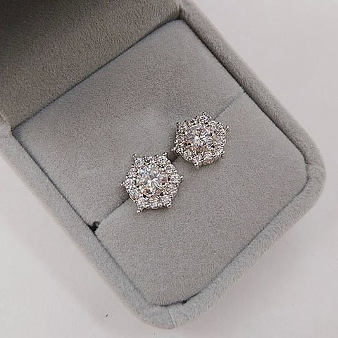 S925 silver authentic earrings female temperament micro-inlaid diamonds earrings hypoallergenic fashion super flash earrings