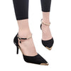 Flock Pointed Toe Sandals Ankle High Thin Heels Party Single Shoes