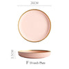 Pink Dinnerware Rice Soup Bowl Deep Plate with golden edge Kitchen Decoration